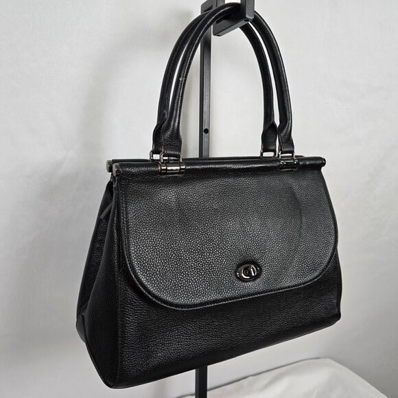 Giorgio Ferretti Satchel Black Italian Leather Double Handle 15" x 10" x 4" - Picture 13 of 16